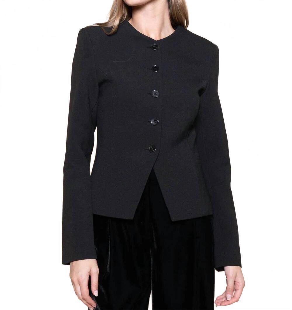 NEW FORE COLLECTION blair button-up front blazer in black